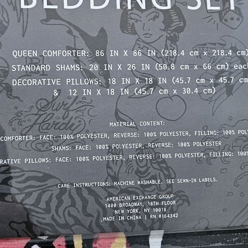 Ed Hardy Queen 8 Pc Bedding Set Reversible Skull Leopard Tattoo Y2K Gothic